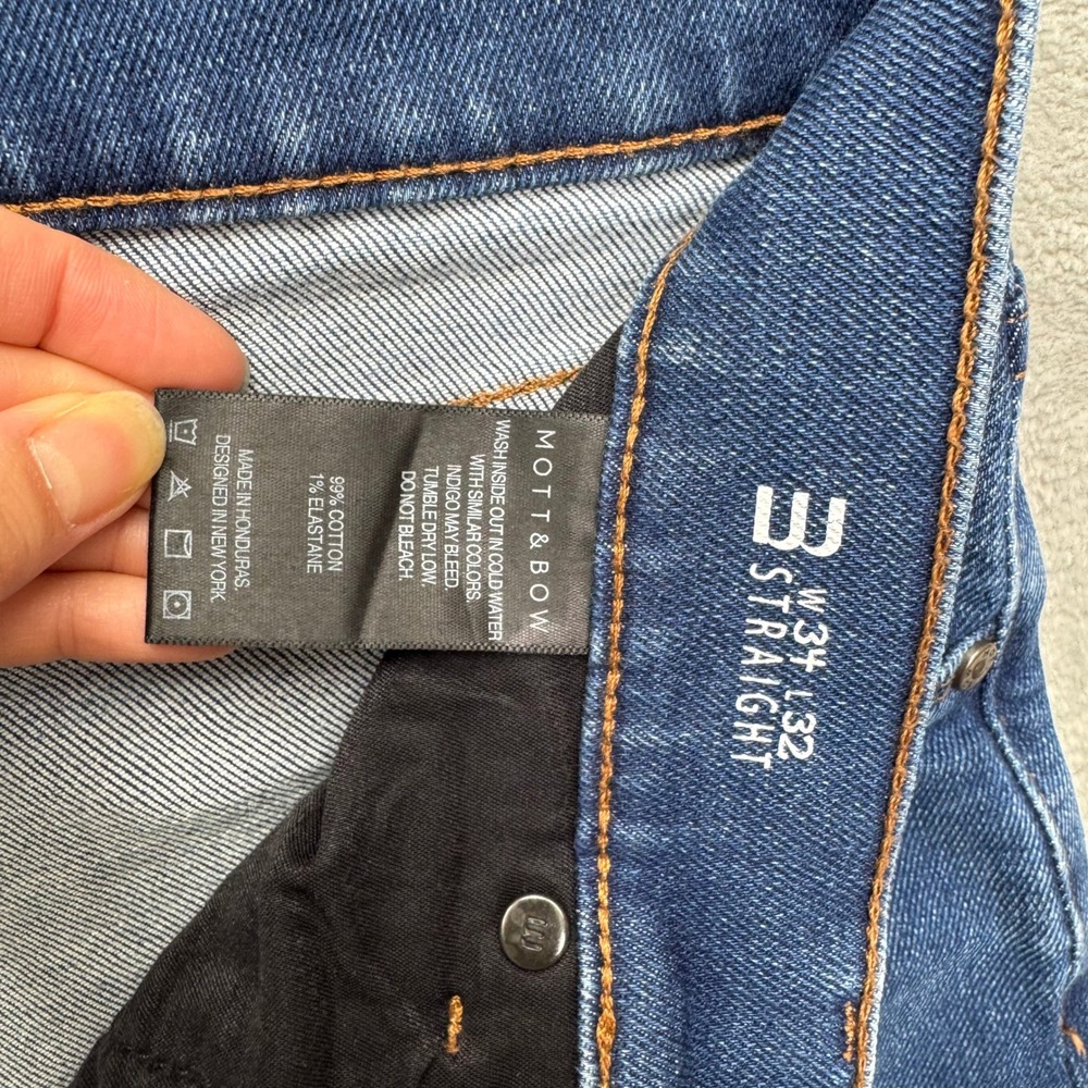 Mott & Bow Jeans Mens 34x32 Blue Straight Oliver Denim Casual Classic 5-Pocket - Picture 10 of 12